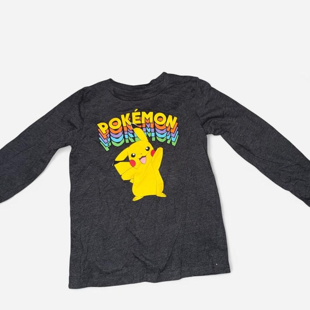 Pokemon Boy's Grey and Black Shirt
